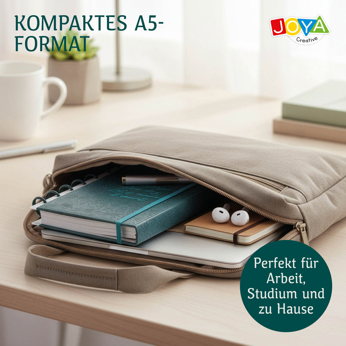 Joya Creative Luxe Planer A5 undatiert – Hardcover-Terminkalender, Ringbuch-Journal, Organizer mit Stickern und Lineal