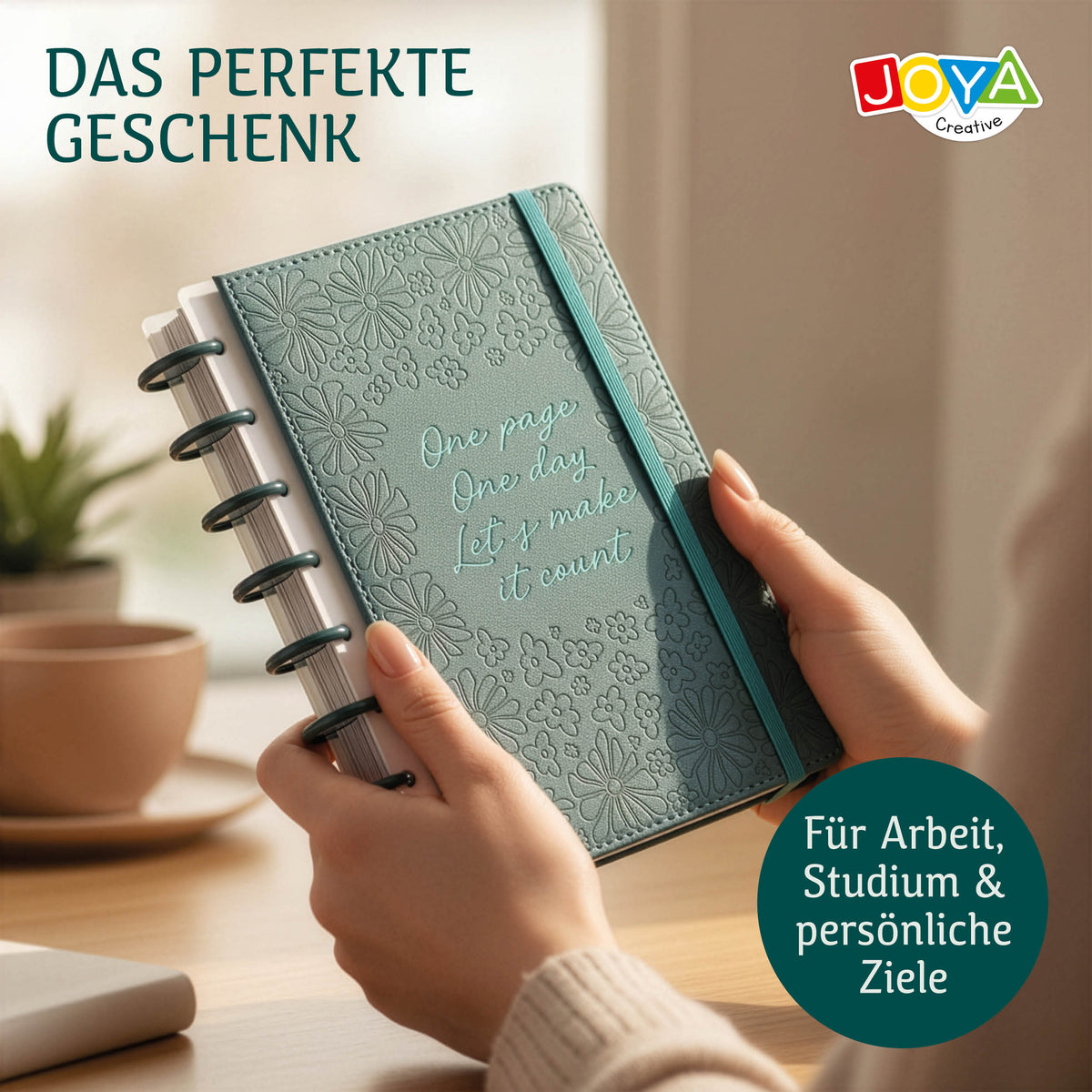 Joya Creative Luxe Planer A5 undatiert – Hardcover-Terminkalender, Ringbuch-Journal, Organizer mit Stickern und Lineal