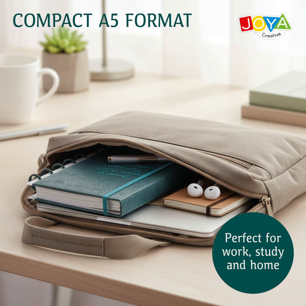 Joya Creative Luxe Planner A5 Undated – Hardcover Agenda, Ring-Bound Journal, Organizer with Stickers and Ruler