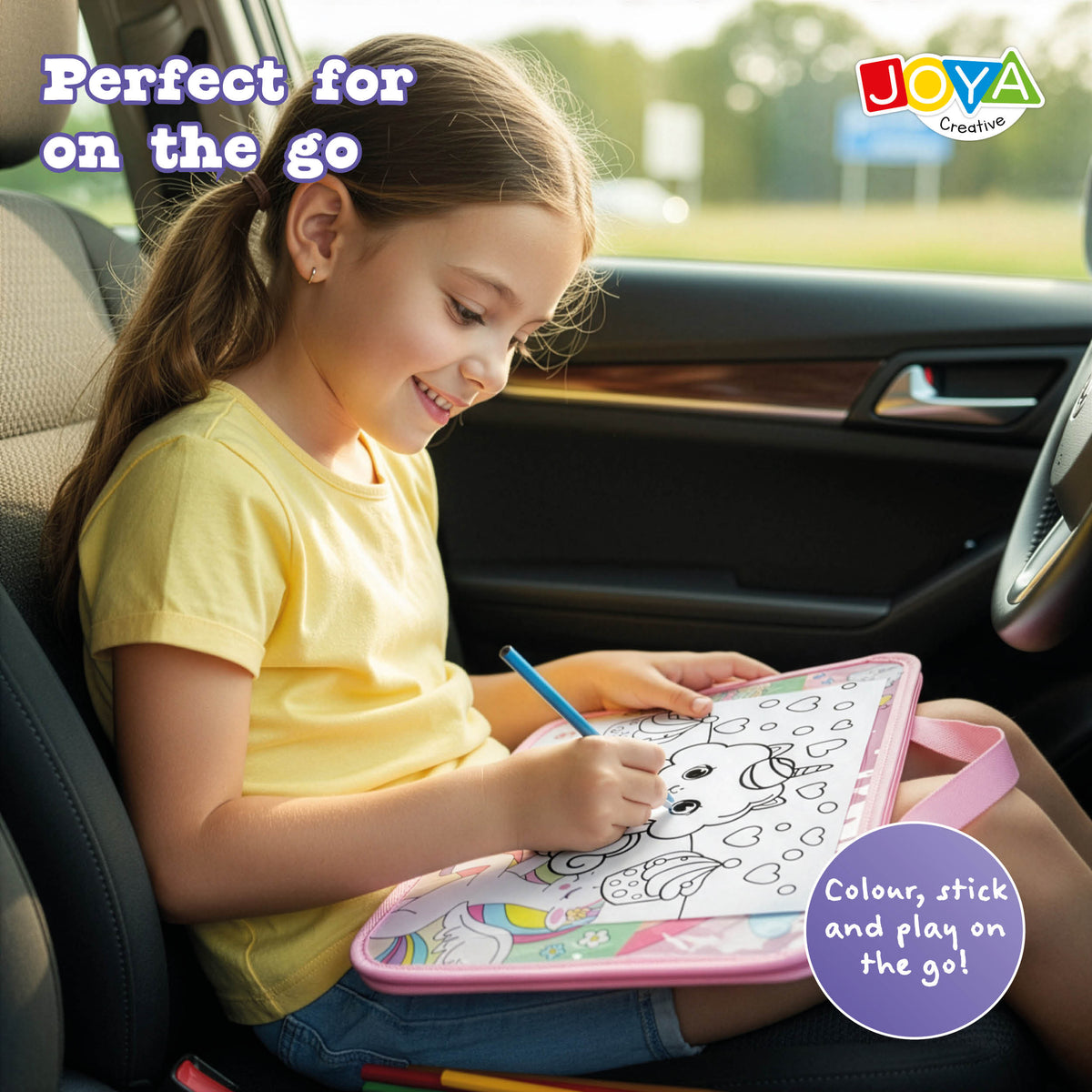 Joya Creative Unicorn Travel Toy for Girls – Coloring Book, Stickers & Felt-Tip Pens for On the Go and Holidays