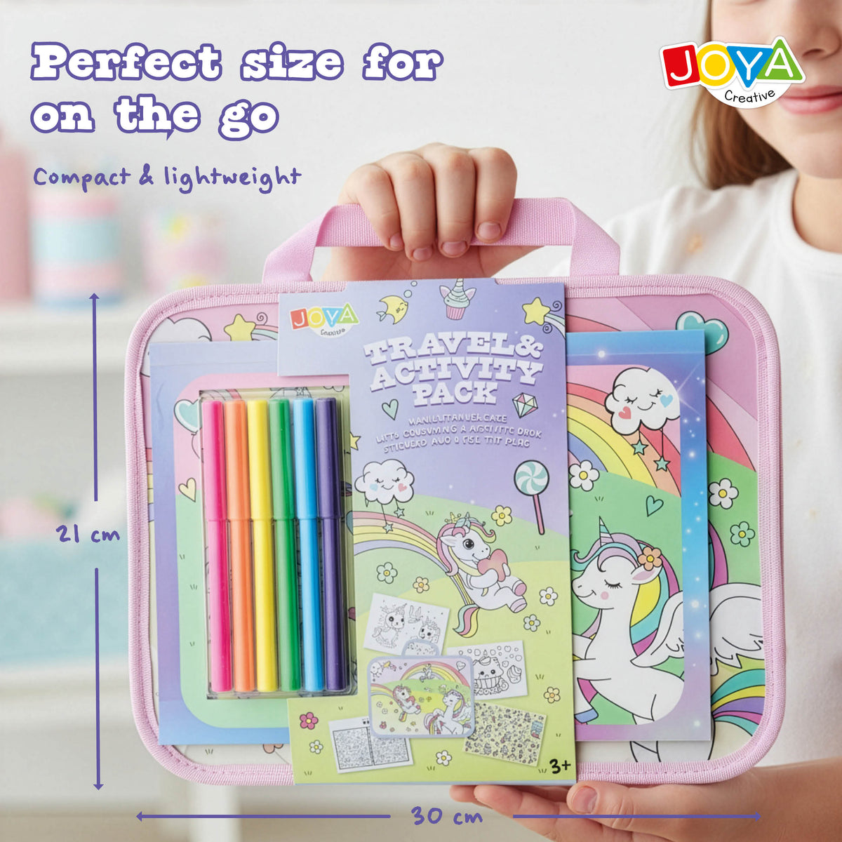 Joya Creative Unicorn Travel Toy for Girls – Coloring Book, Stickers & Felt-Tip Pens for On the Go and Holidays