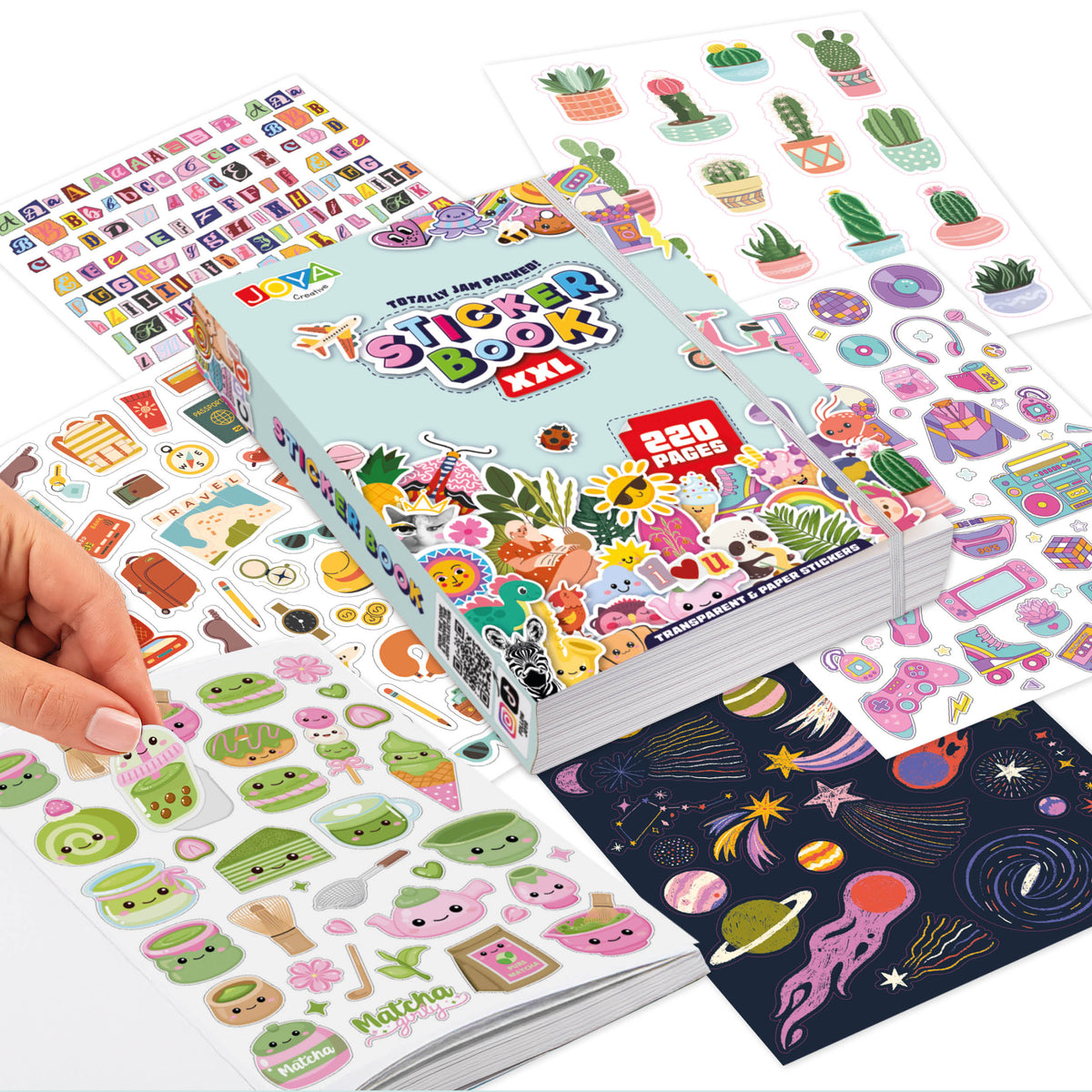 Joya Kreatives Stickerbuch XXL 8.500 Sticker – Bullet Journal, Scrapbooking & Journaling Buch mit 200 Seiten