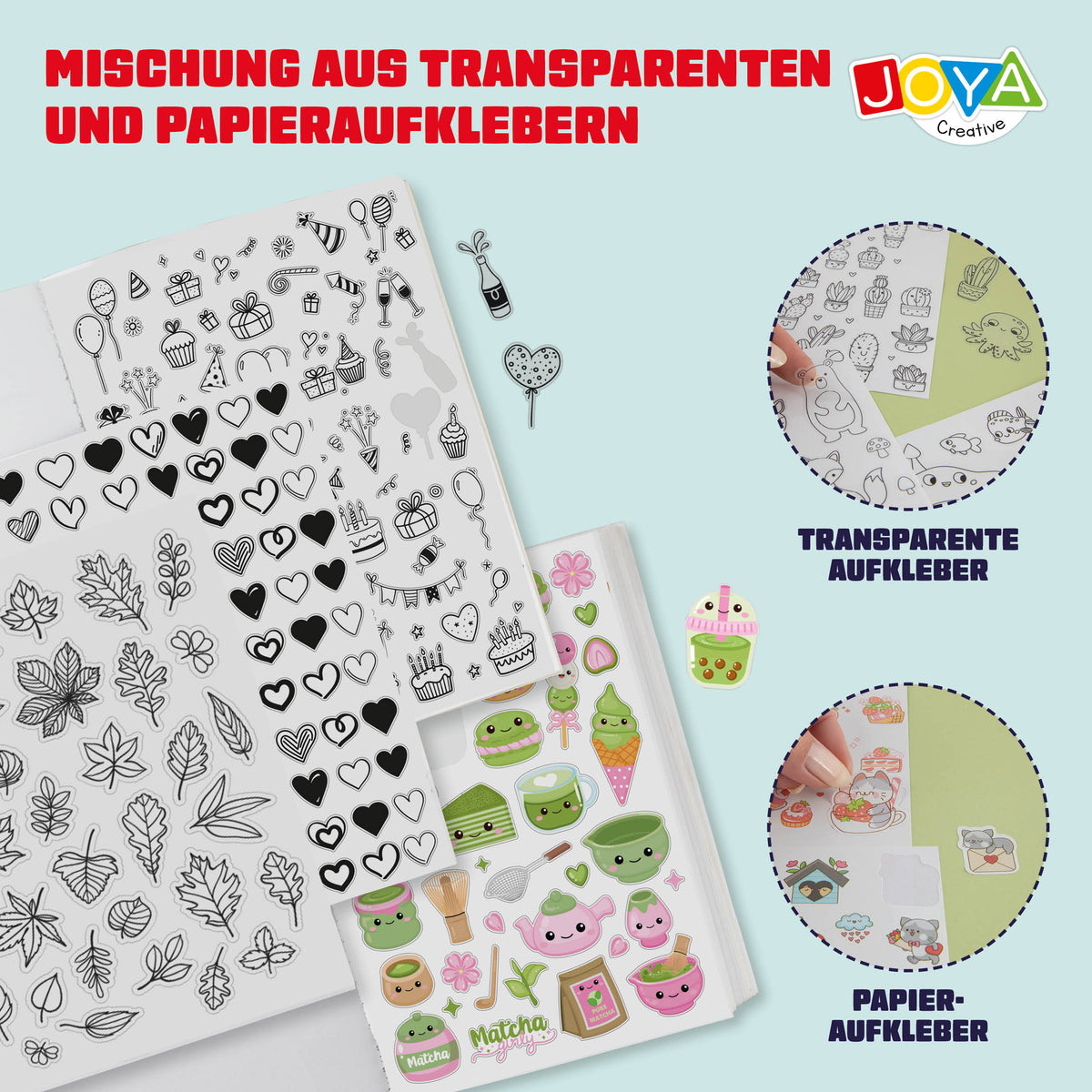 Joya Kreatives Stickerbuch XXL 8.500 Sticker – Bullet Journal, Scrapbooking & Journaling Buch mit 200 Seiten
