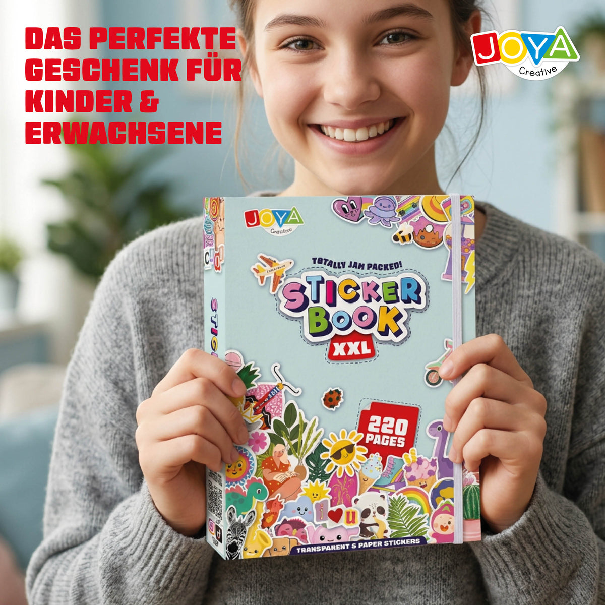 Joya Kreatives Stickerbuch XXL 8.500 Sticker – Bullet Journal, Scrapbooking & Journaling Buch mit 200 Seiten