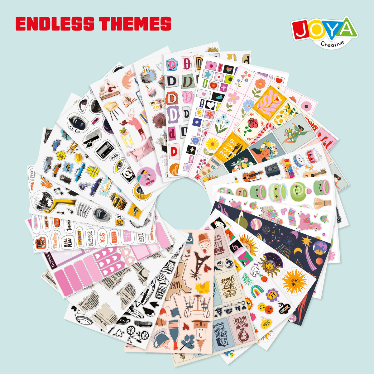 Joya Creative Sticker Book XXL 8,500 Stickers – Bullet Journal, Scrapbooking & Journaling Book with 200 Pages