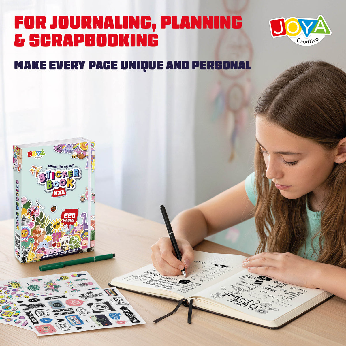 Joya Creative Sticker Book XXL 8,500 Stickers – Bullet Journal, Scrapbooking & Journaling Book with 200 Pages