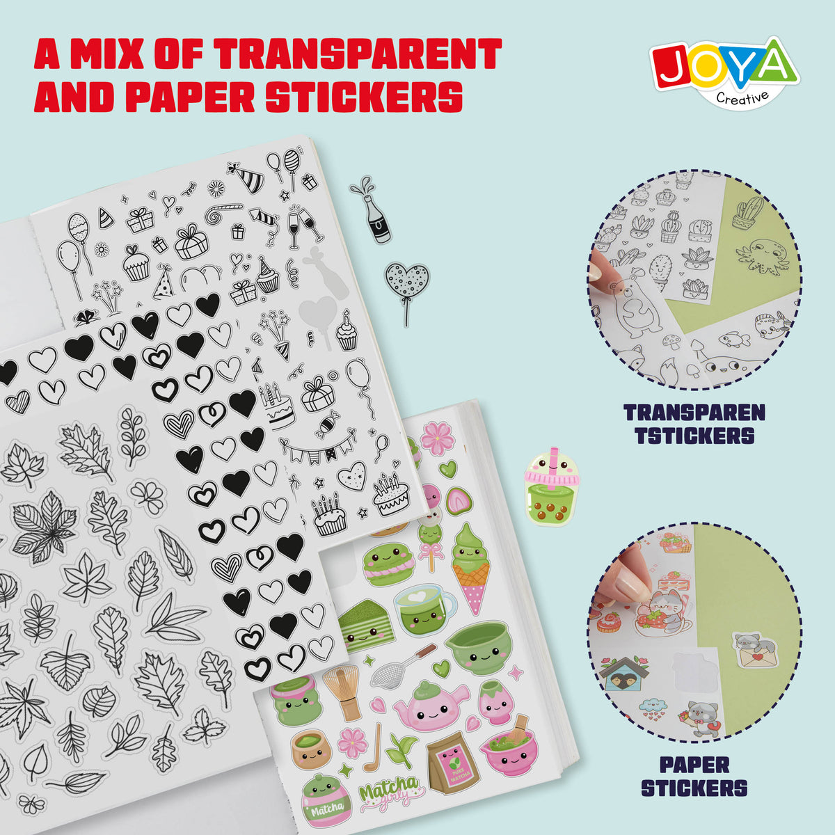 Joya Creative Sticker Book XXL 8,500 Stickers – Bullet Journal, Scrapbooking & Journaling Book with 200 Pages