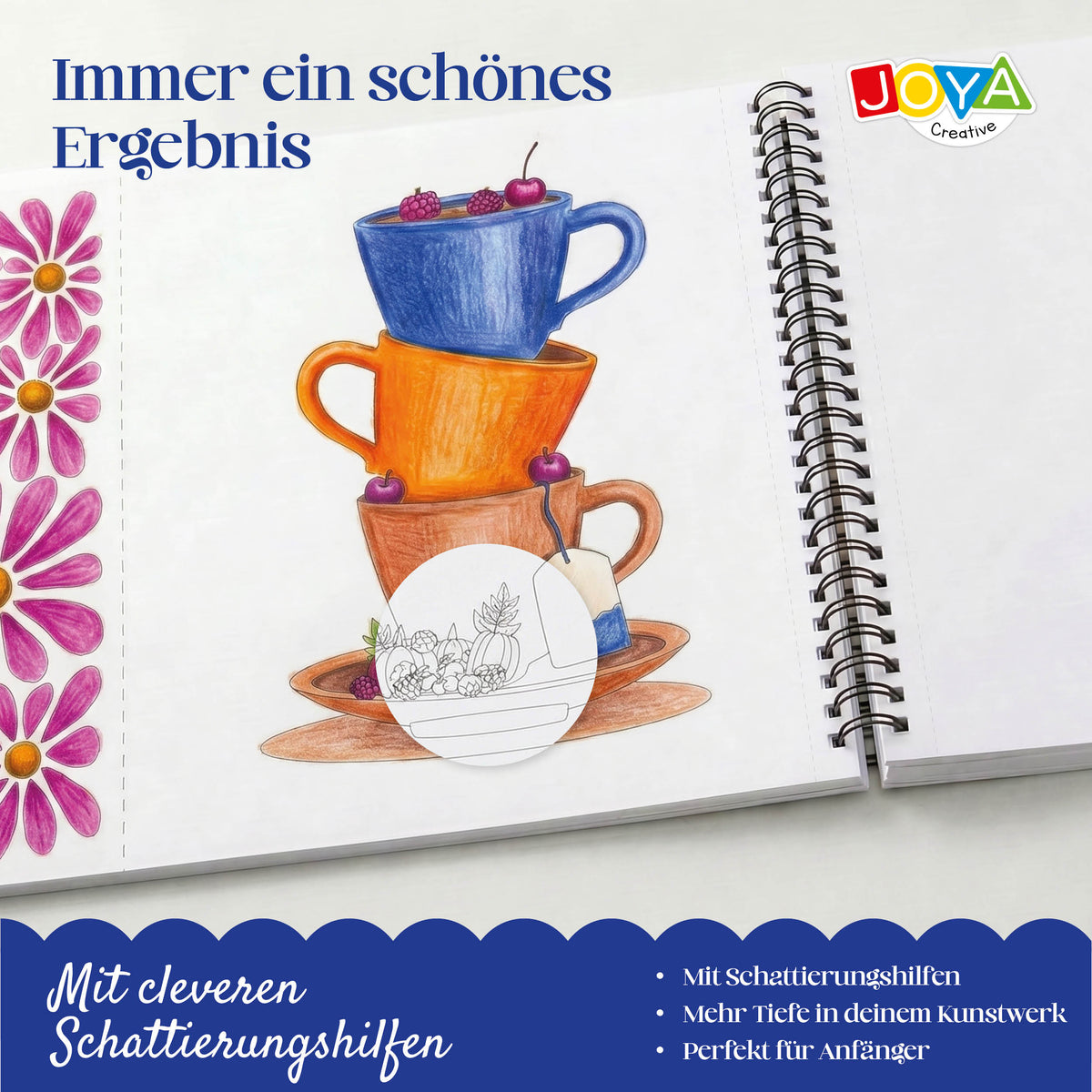 Joya Creative Luxe Malbuch-Poster für Erwachsene – 64 heraustrennbare Designs in A3, A4 & A5 auf Premium-Papier mit Spiralbindung
