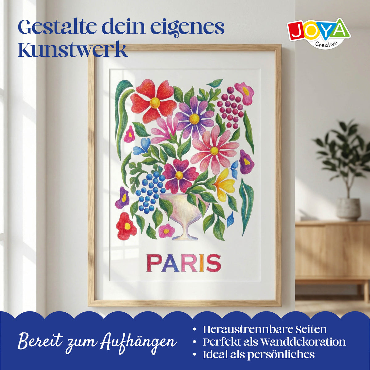 Joya Creative Luxe Malbuch-Poster für Erwachsene – 64 heraustrennbare Designs in A3, A4 & A5 auf Premium-Papier mit Spiralbindung
