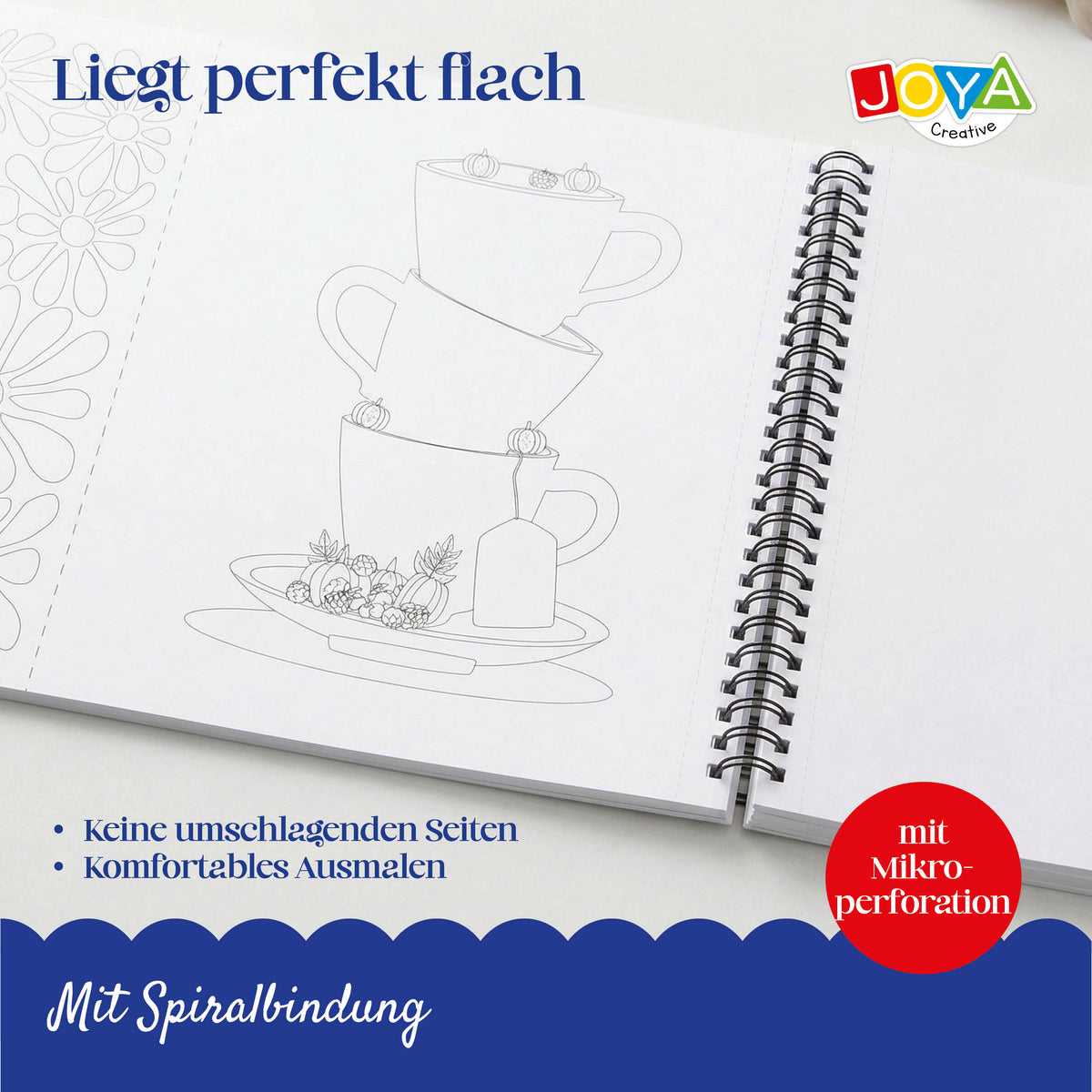 Joya Creative Luxe Malbuch-Poster für Erwachsene – 64 heraustrennbare Designs in A3, A4 & A5 auf Premium-Papier mit Spiralbindung