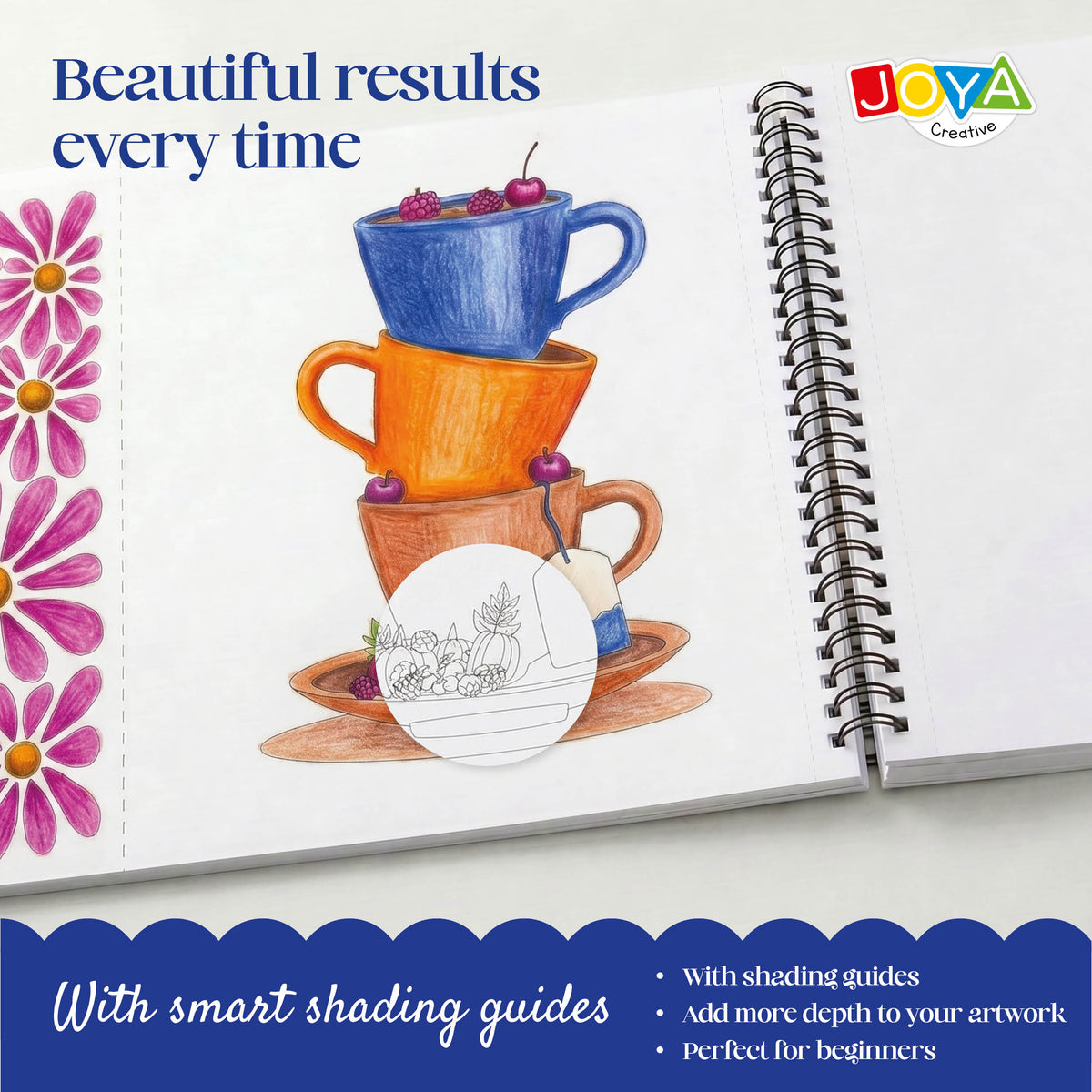 Joya Creative Luxe Coloring Book Posters for Adults – 64 Tear-Out Designs in A3, A4 & A5 on Premium Paper with Spiral Binding