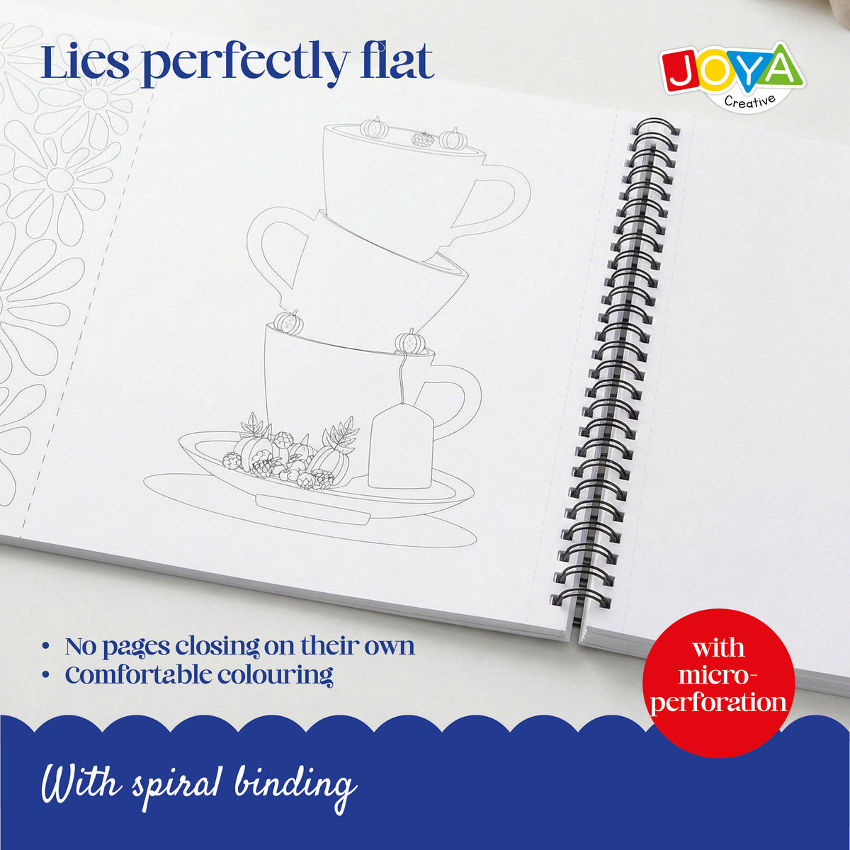 Joya Creative Luxe Coloring Book Posters for Adults – 64 Tear-Out Designs in A3, A4 & A5 on Premium Paper with Spiral Binding