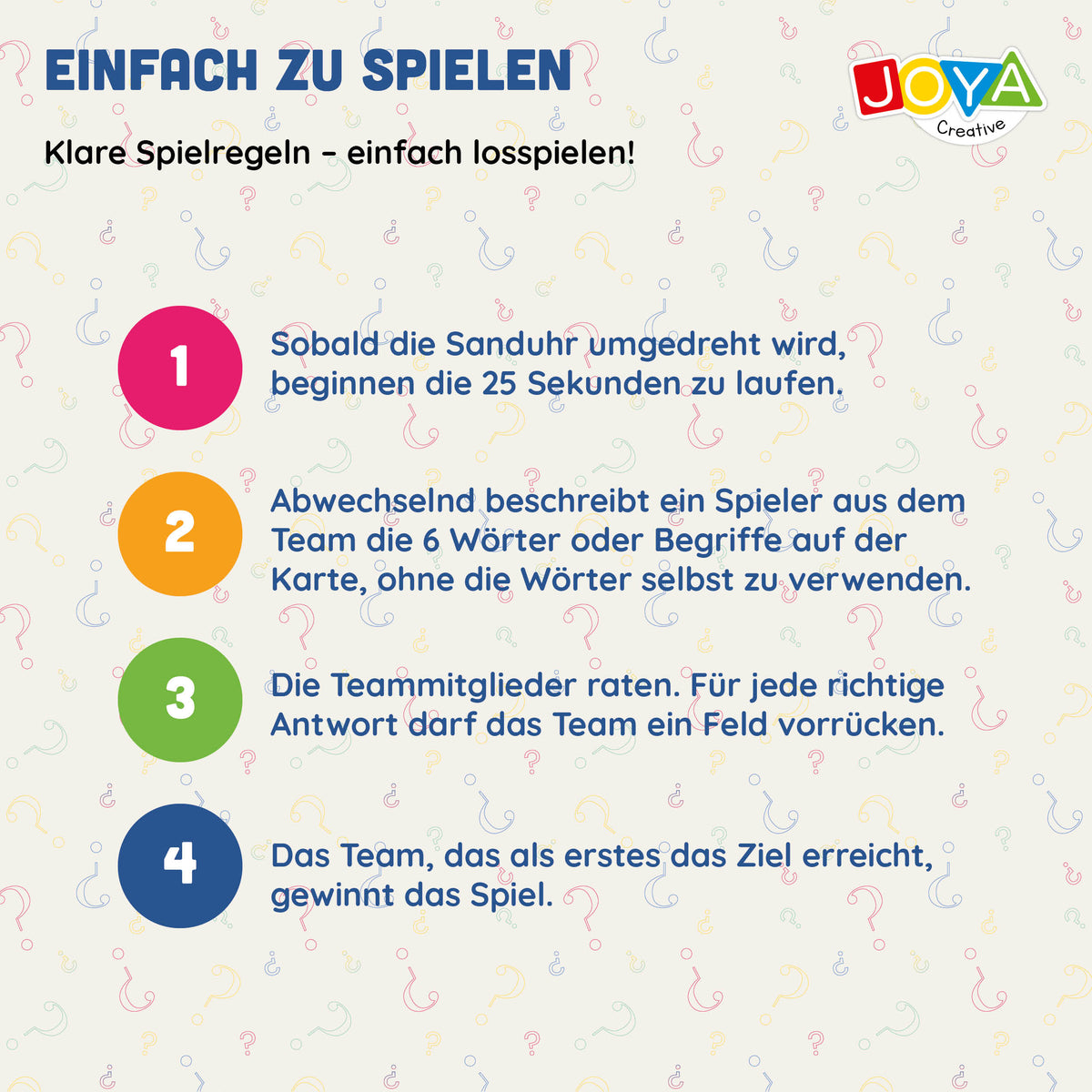 Joya Creative Sag es schnell Partyspiel – Niederländisches Gesellschaftsspiel für Gruppen | Schnelles Denk- und Ratespiel für Familie & Freunde
