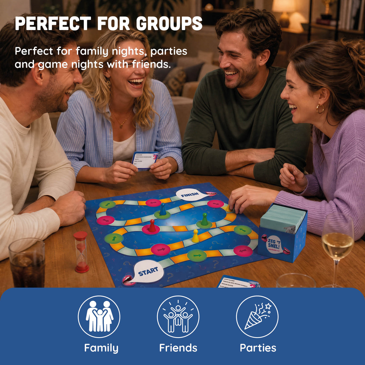 Joya Creative Say It Fast Party Game – Dutch Board Game for Groups | Fast Thinking and Guessing Game for Family & Friends