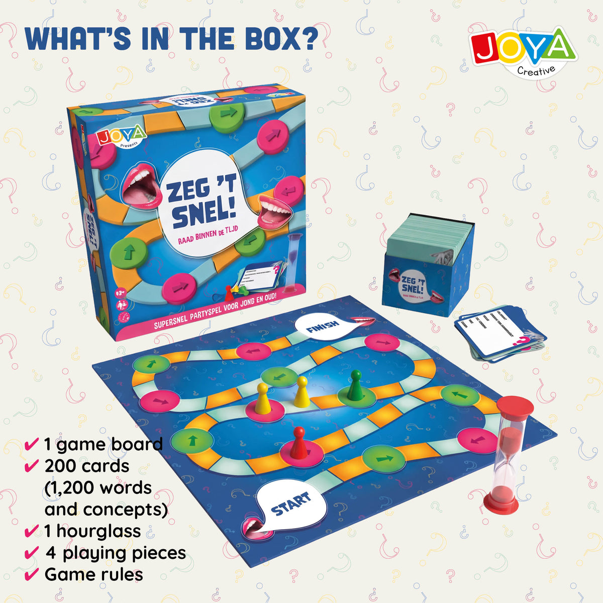 Joya Creative Say It Fast Party Game – Dutch Board Game for Groups | Fast Thinking and Guessing Game for Family & Friends