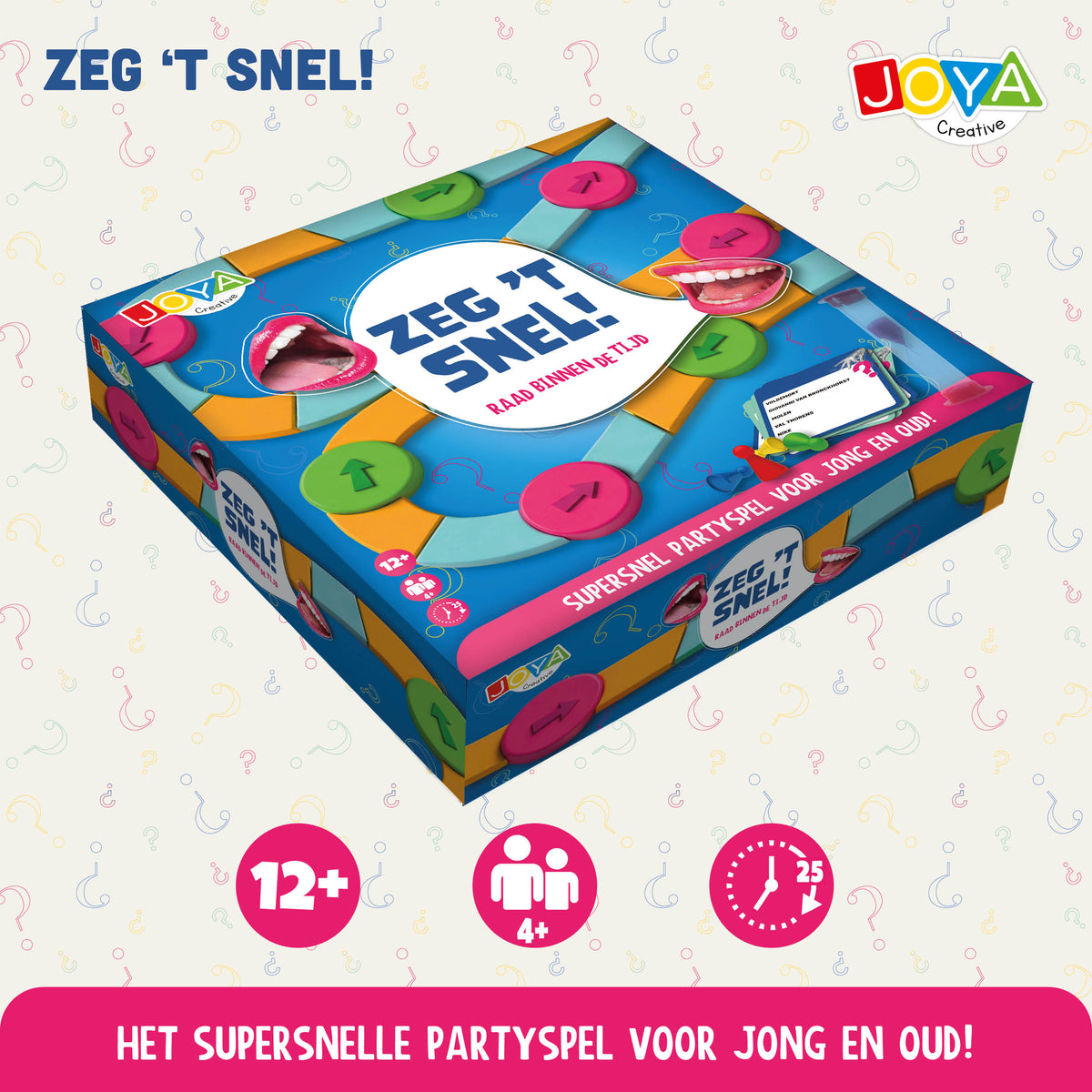 Joya Creative Juego de fiesta Di lo rápido - Juego de mesa en neerlandés para grupos | Juego rápido de pensar y adivinar para familiares y amigos
