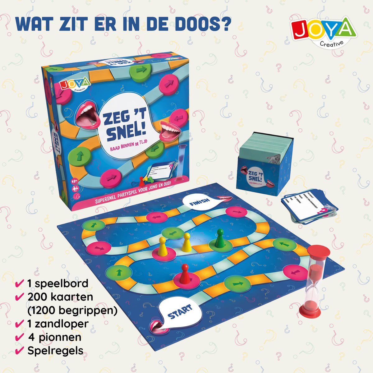 Joya Creative Juego de fiesta Di lo rápido - Juego de mesa en neerlandés para grupos | Juego rápido de pensar y adivinar para familiares y amigos