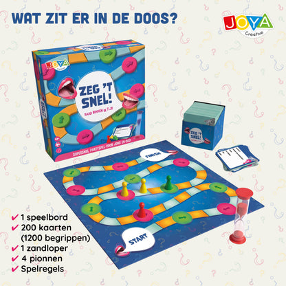 Joya Creative Juego de fiesta Di lo rápido - Juego de mesa en neerlandés para grupos | Juego rápido de pensar y adivinar para familiares y amigos