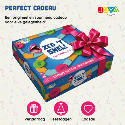 Joya Creative Juego de fiesta Di lo rápido - Juego de mesa en neerlandés para grupos | Juego rápido de pensar y adivinar para familiares y amigos