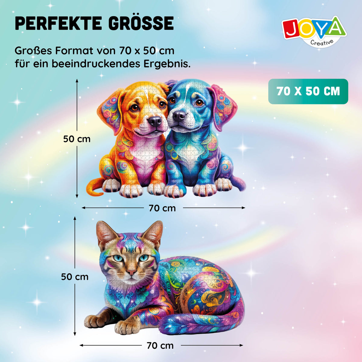 Joya Creative Leguzzle Tiere 2-in-1 – Hunde- und Katzenpuzzle mit 685 & 632 Teilen | 70 x 50 cm