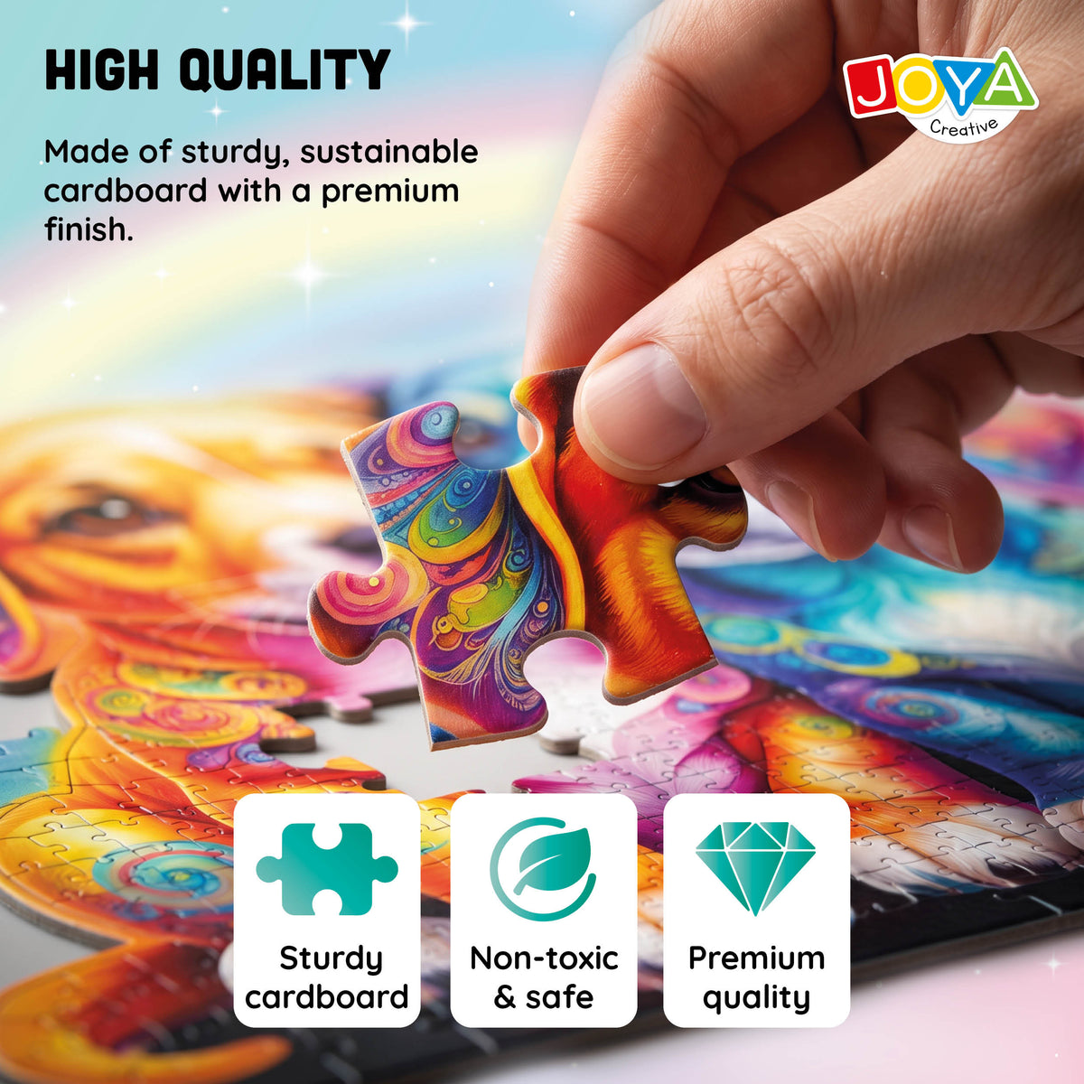 Joya Creative Jigsaw Puzzle Animals 2-in-1 – Dog and Cat Puzzle with 685 & 632 Pieces | 70 x 50 cm