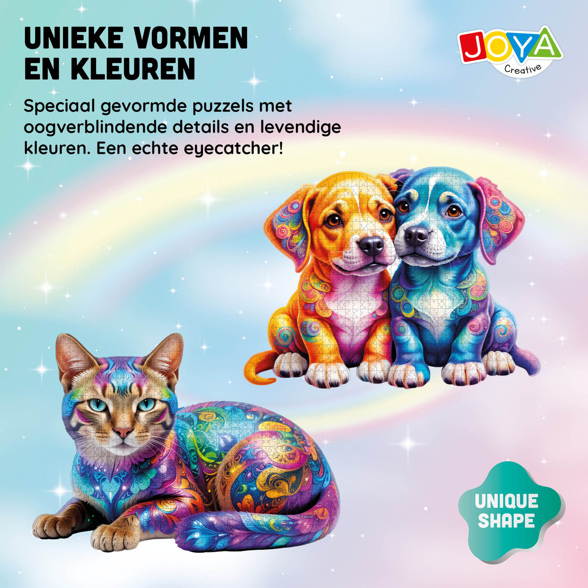 Joya Creative Puzzle de animales 2 en 1 - Puzzle de perros y gatos con 685 y 632 piezas | 70 x 50 cm