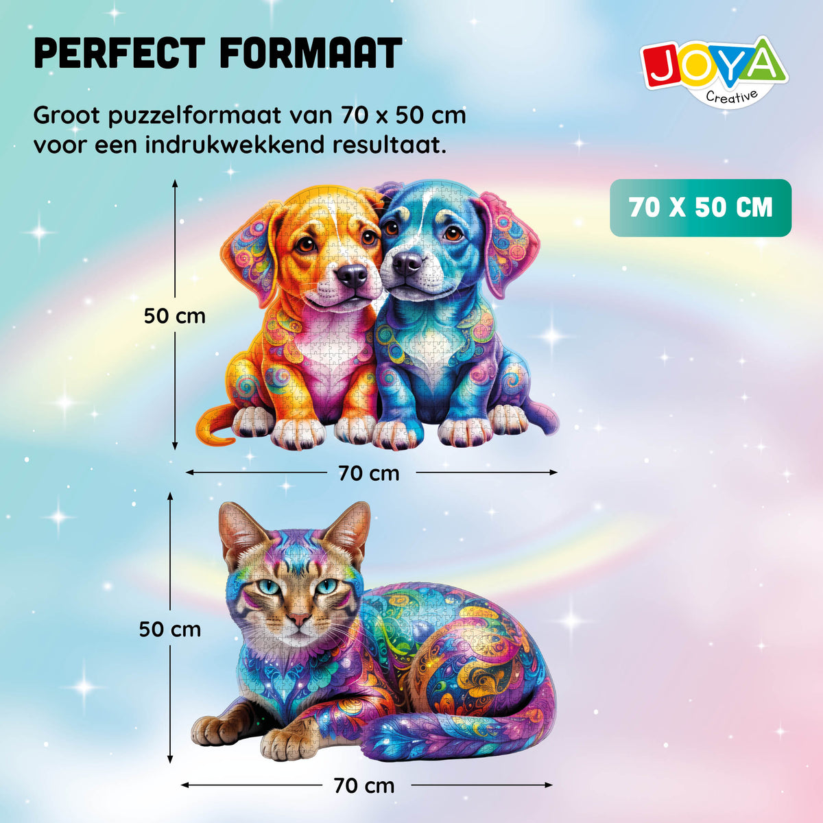 Joya Creative Puzzle de animales 2 en 1 - Puzzle de perros y gatos con 685 y 632 piezas | 70 x 50 cm