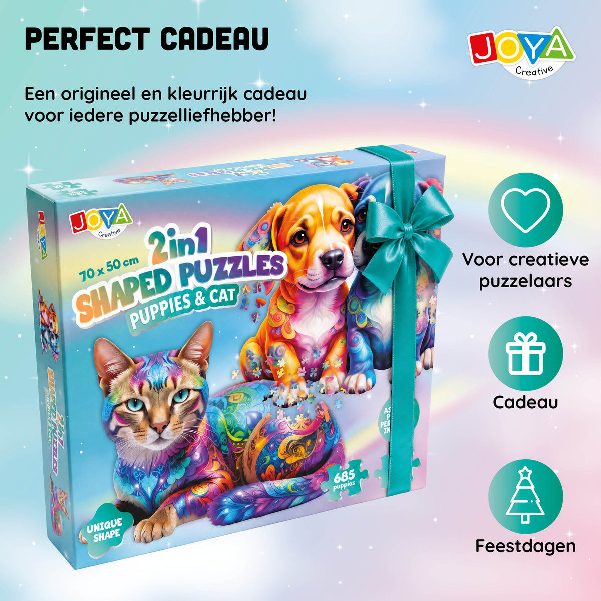 Joya Creative Puzzle de animales 2 en 1 - Puzzle de perros y gatos con 685 y 632 piezas | 70 x 50 cm