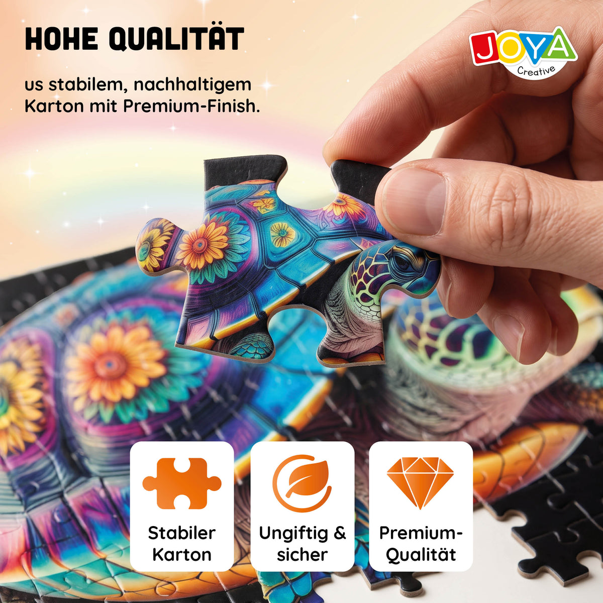 Joya Kreativ-Puzzle Schildkröte & Elefant 2-in-1 – 650 & 554 Teile | Premium Tier-Puzzle für Erwachsene 70 x 50 cm