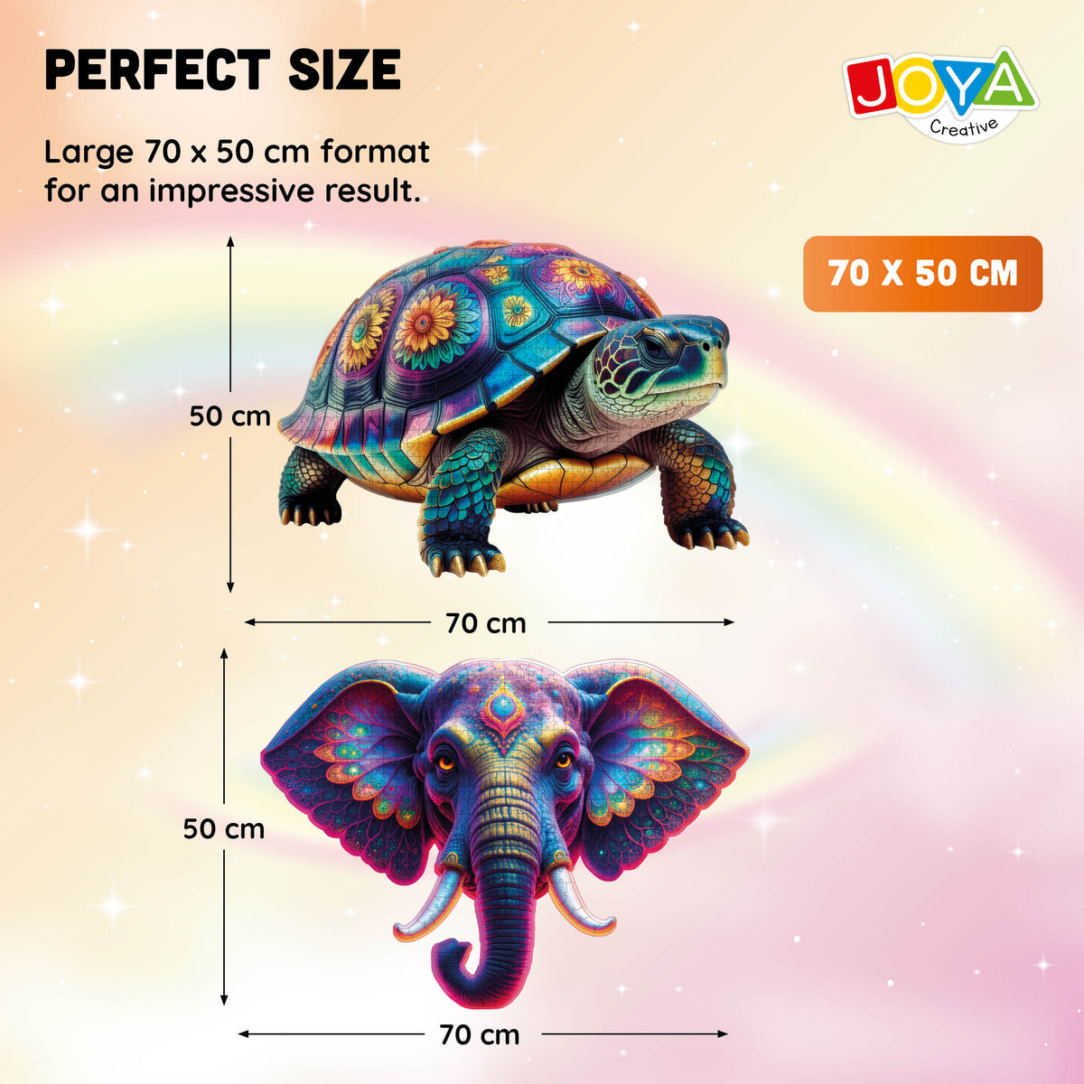 Joya Creative Jigsaw Puzzle Turtle & Elephant 2-in-1 – 650 & 554 Pieces | Premium Animal Puzzle for Adults 70 x 50 cm