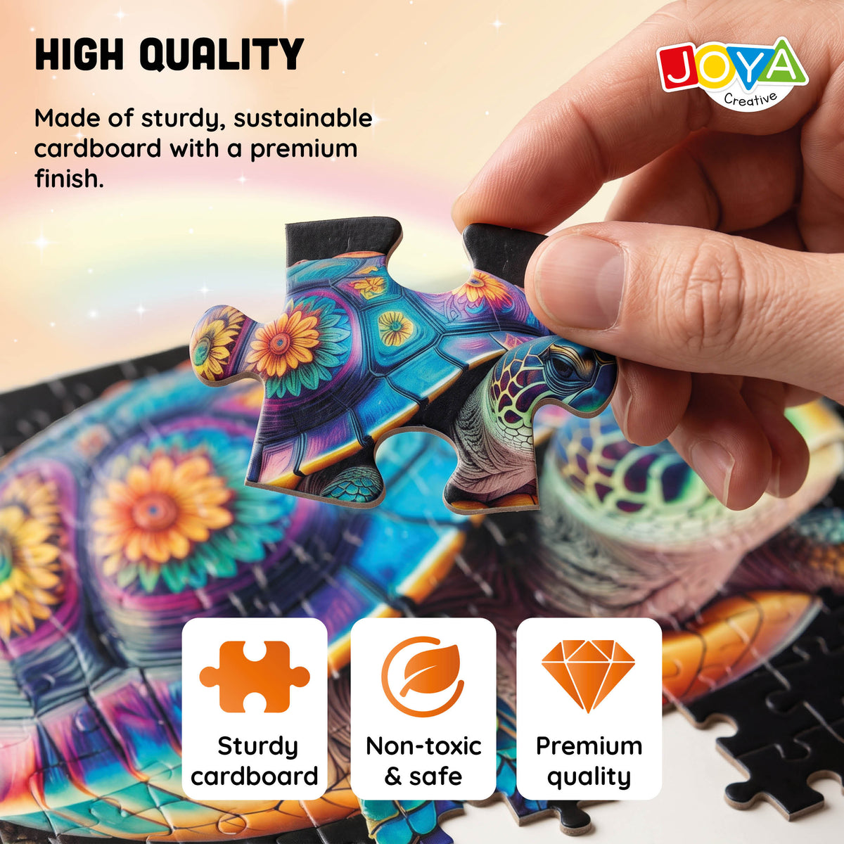 Joya Creative Jigsaw Puzzle Turtle & Elephant 2-in-1 – 650 & 554 Pieces | Premium Animal Puzzle for Adults 70 x 50 cm