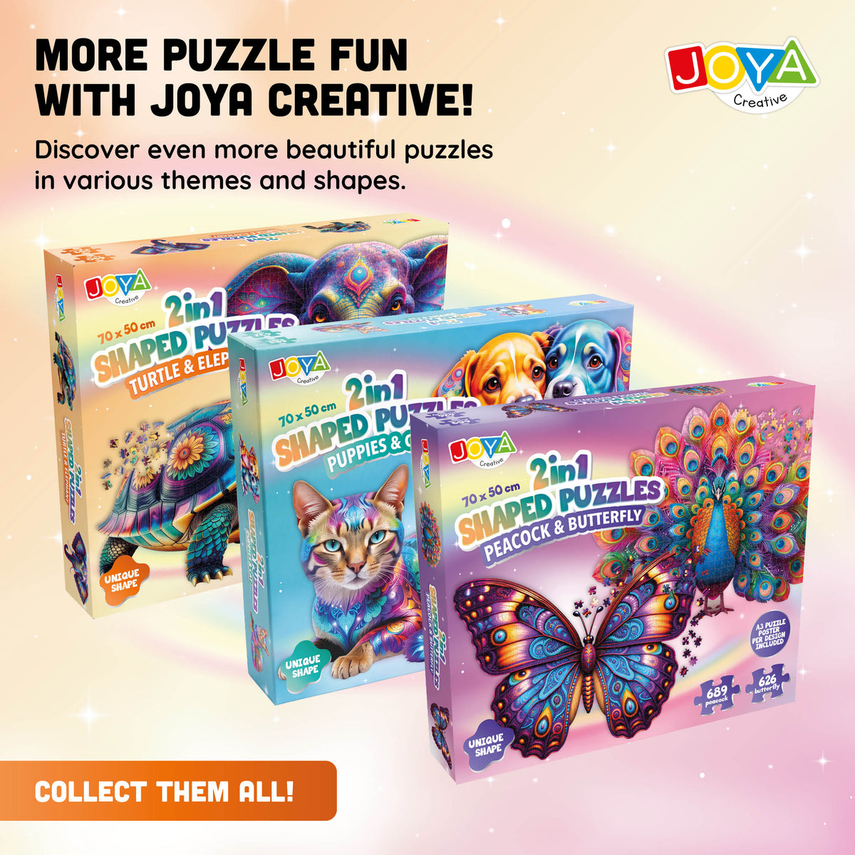 Joya Creative Jigsaw Puzzle Turtle & Elephant 2-in-1 – 650 & 554 Pieces | Premium Animal Puzzle for Adults 70 x 50 cm