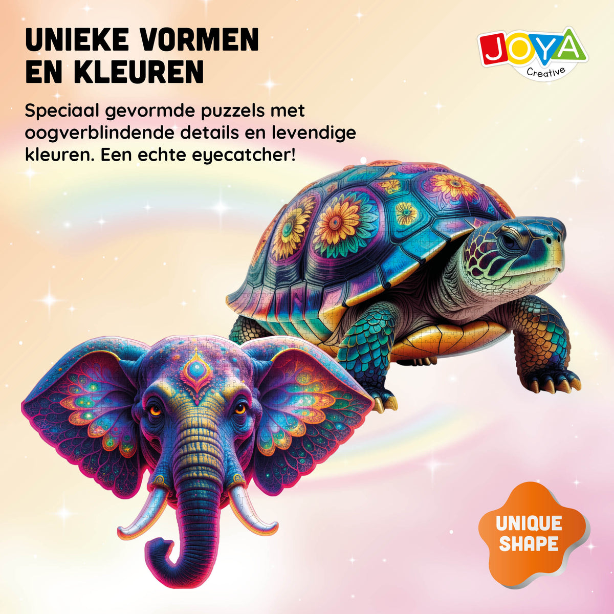 Joya Creative Puzzle Tortuga y Elefante 2 en 1 - 650 y 554 piezas | Puzzle premium de animales para adultos, 70 x 50 cm