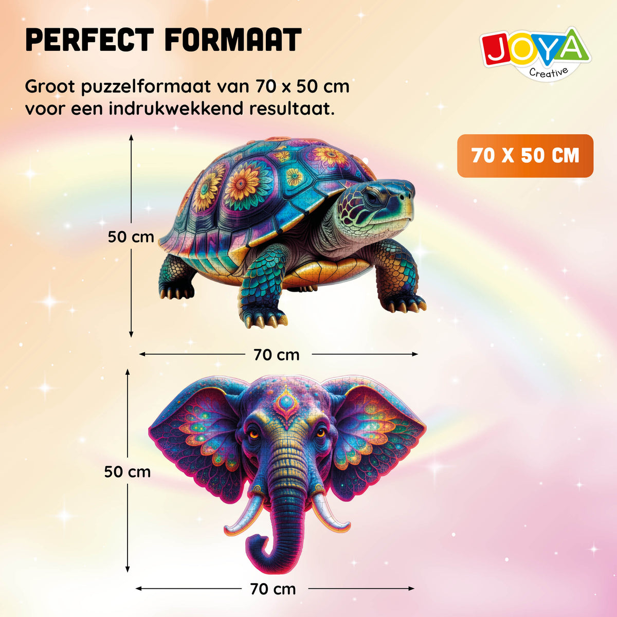 Joya Creative Puzzle Tortuga y Elefante 2 en 1 - 650 y 554 piezas | Puzzle premium de animales para adultos, 70 x 50 cm