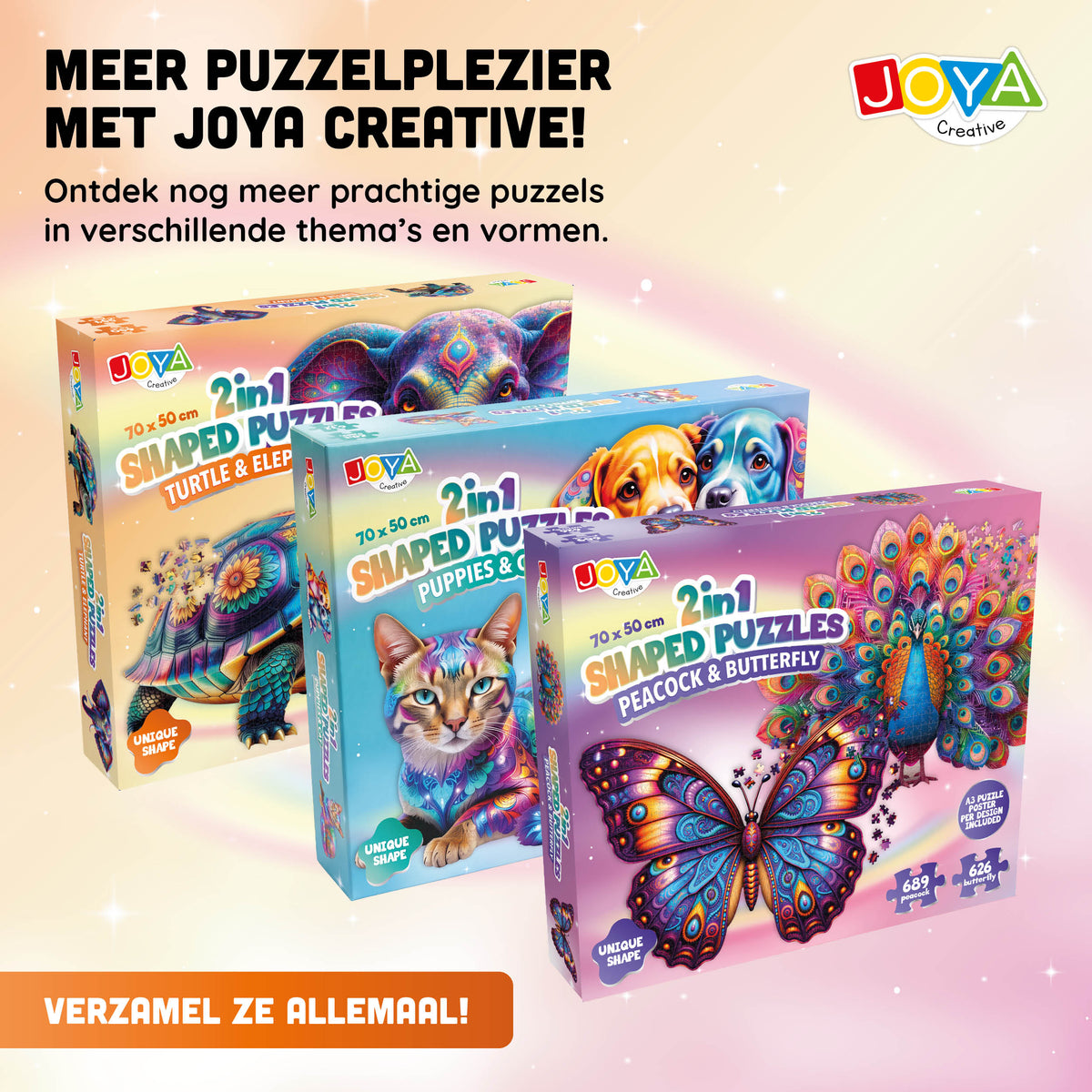 Joya Creative Puzzle Tortuga y Elefante 2 en 1 - 650 y 554 piezas | Puzzle premium de animales para adultos, 70 x 50 cm