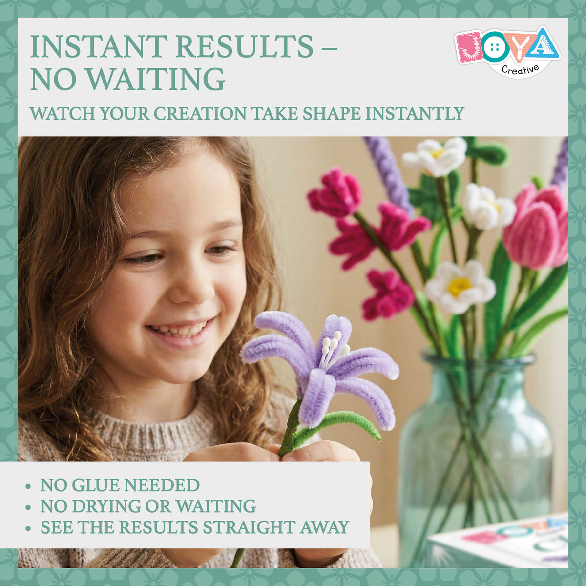 Joya Creative Chenille Flowers DIY Set - Pipe Cleaners Flower Making Craft Kit with 6 Colors Chenille Yarn