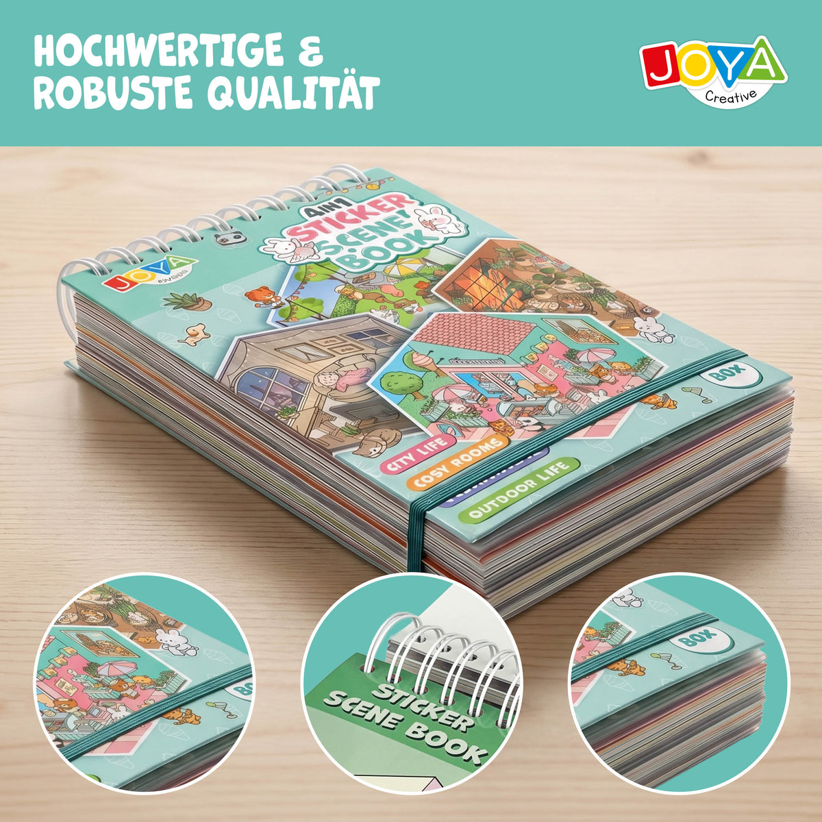 Joya Creative 3D-Stickerbuch Szene 4-in-1 – Sticker-Szenenbuch mit 80 Szenen für Kinder & Erwachsene | Hardcover Ringbuch