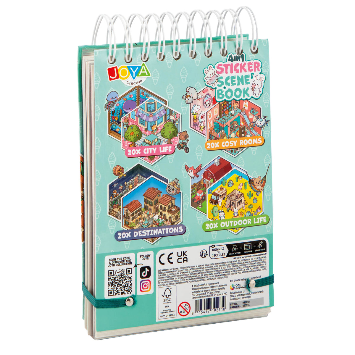 Joya Creative 3D Sticker Book Scene 4-in-1 – Sticker Scene Book with 80 Scenes for Kids & Adults | Hardcover Ring Binder