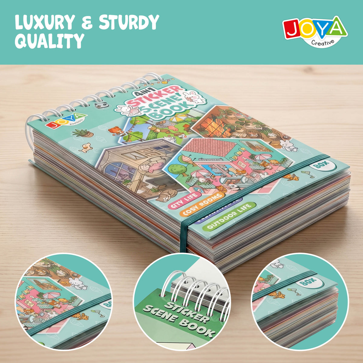 Joya Creative 3D Sticker Book Scene 4-in-1 – Sticker Scene Book with 80 Scenes for Kids & Adults | Hardcover Ring Binder