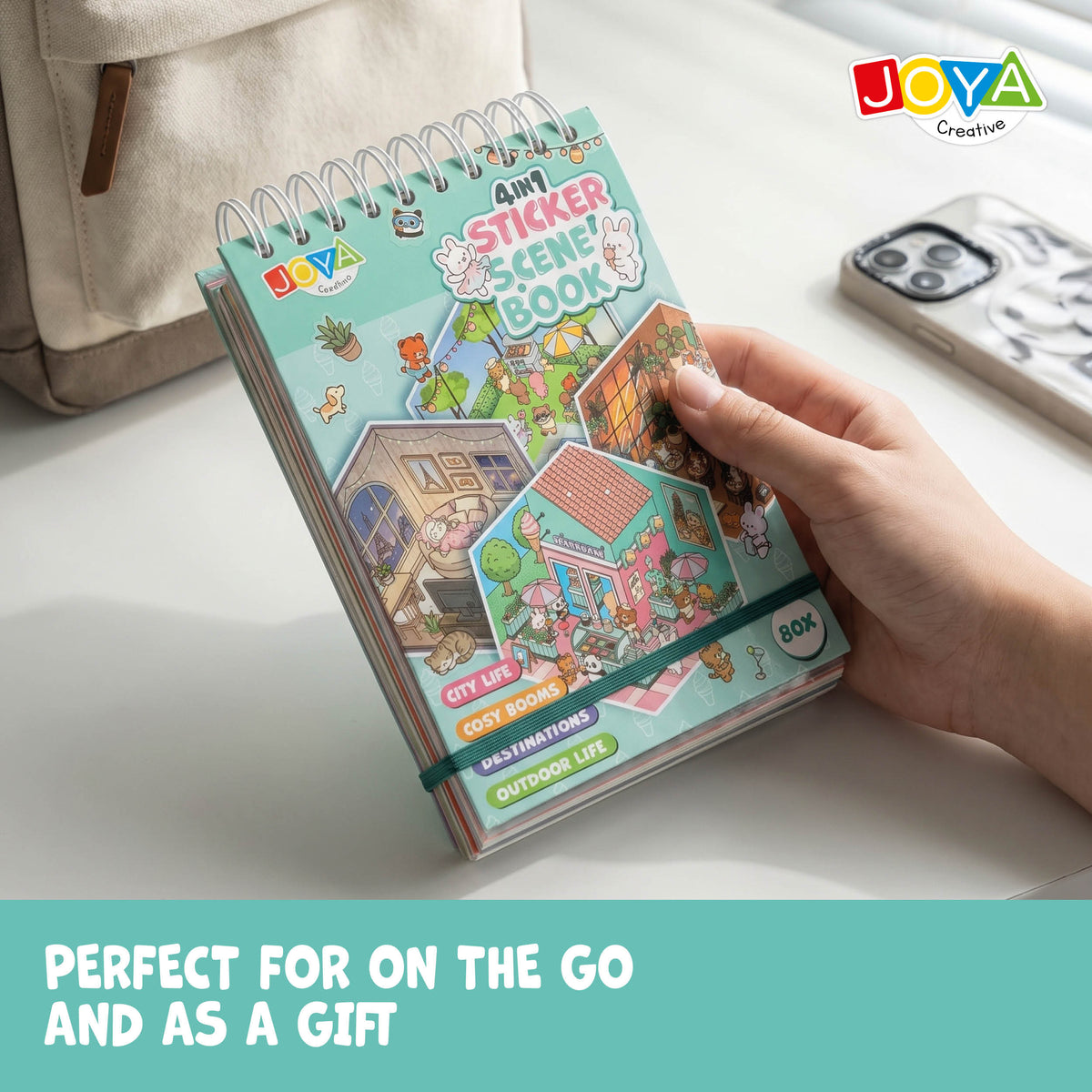 Joya Creative 3D Sticker Book Scene 4-in-1 – Sticker Scene Book with 80 Scenes for Kids & Adults | Hardcover Ring Binder