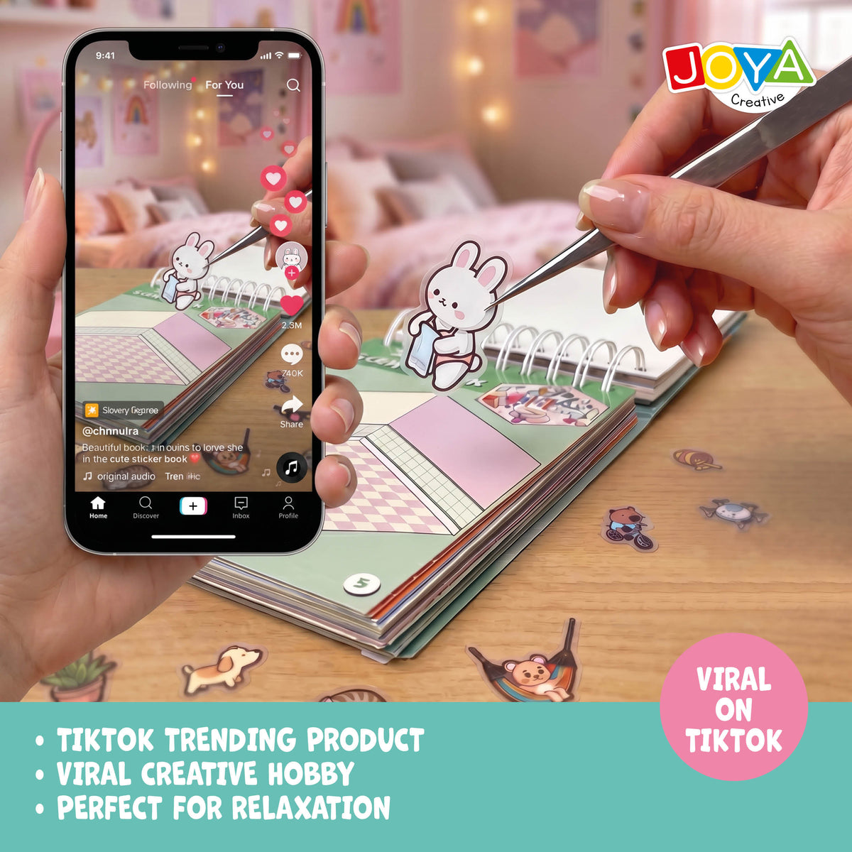Joya Creative 3D Sticker Book Scene 4-in-1 – Sticker Scene Book with 80 Scenes for Kids & Adults | Hardcover Ring Binder