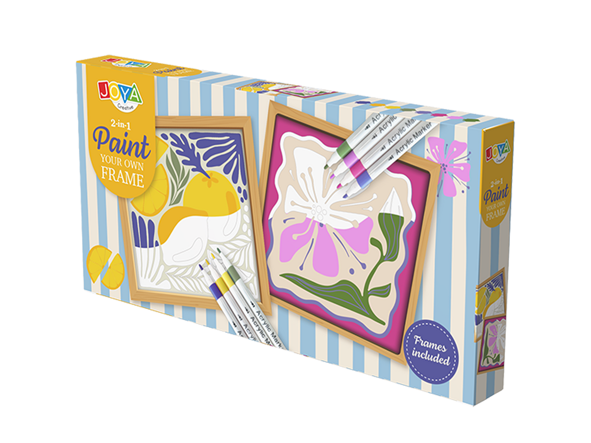 Joya Creative Pintura por números con rotuladores acrílicos - Set 2 en 1 - Lienzo de 13x13cm - Colorear por números para adultos y niños