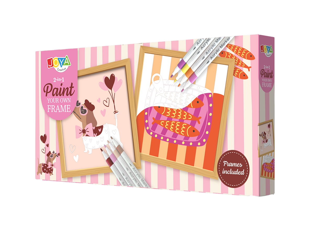 Joya Creative Paint by Numbers with Acrylic Markers - 2in1 Set - Canvas 13x13cm - Cute Companions - Paint by Numbers for Adults and Children