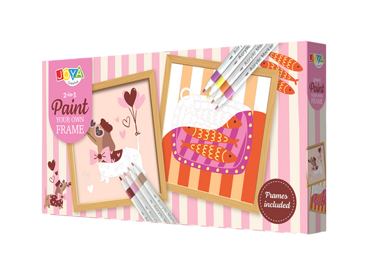 Joya Creative Pintura por números con rotuladores acrílicos - Set 2 en 1 - Lienzo de 13x13cm - Cute Companions - Colorear por números para adultos y niños