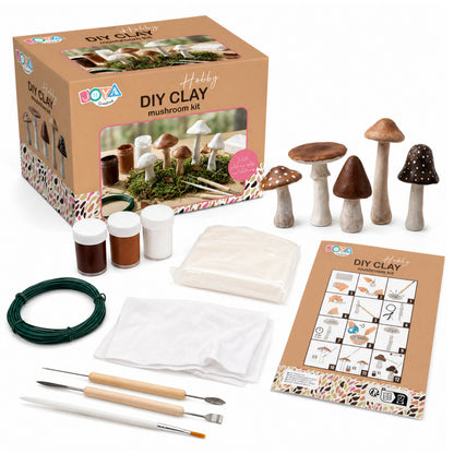 Joya Creative Set de arcilla para modelar para adultos - Arcilla de secado al aire - Tema: setas - Incluye pinturas y herramientas