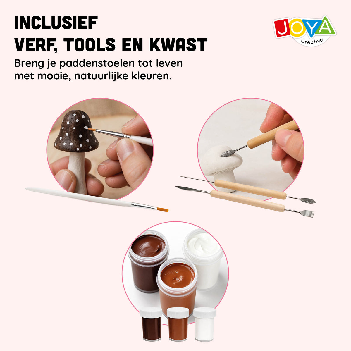 Joya Creative Set de arcilla para modelar para adultos - Arcilla de secado al aire - Tema: setas - Incluye pinturas y herramientas