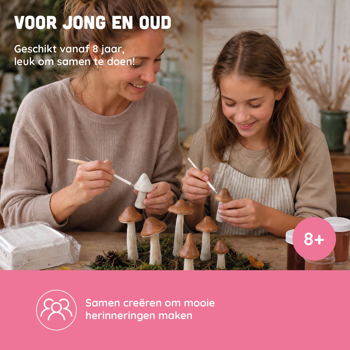 Joya Creative Set de arcilla para modelar para adultos - Arcilla de secado al aire - Tema: setas - Incluye pinturas y herramientas