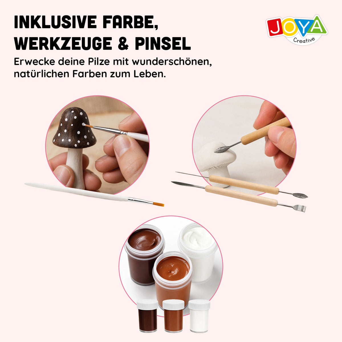 Joya Creative Boetseerklei Set Volwassenen - Luchtdrogende Klei - Thema Paddenstoelen - Inclusief Verf en Gereedschap