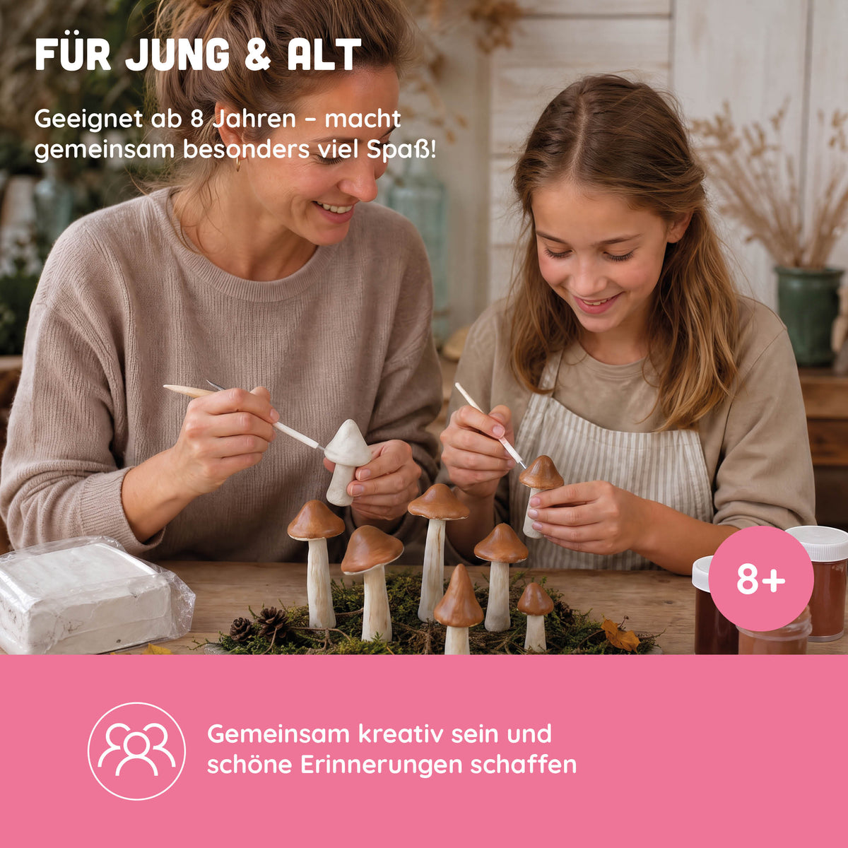 Joya Creative Boetseerklei Set Volwassenen - Luchtdrogende Klei - Thema Paddenstoelen - Inclusief Verf en Gereedschap