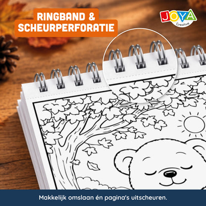 Joya Creative Cozy Cuties Kleurboek voor Volwassenen en Kinderen - Cozy Coloring Book - 124 Pagina's - 3 Thema's - Ringband - 20x20 cm